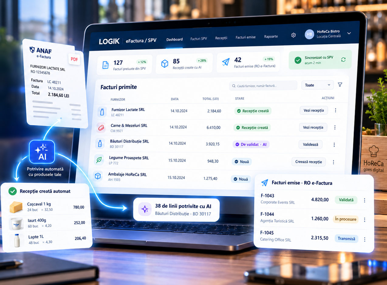 Logik eFactura / SPV: facturile preluate din SPV, liniile asociate cu AI și recepțiile create automat